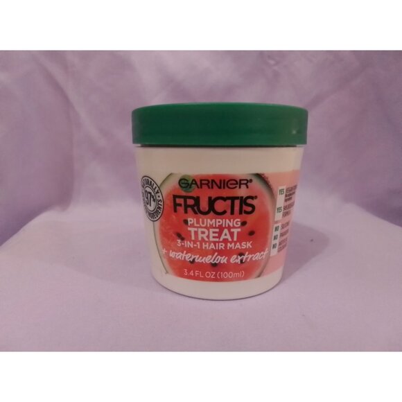 Garnier Fructis Plumping Treat 3-In-1 Hair Mask With Watermelon Extract 3.4 Fl O - Picture 1 of 3